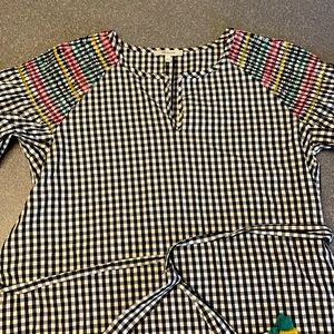 Black and white gingham Madewell top with details